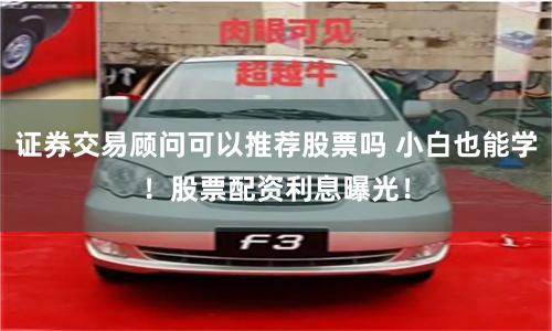 证券交易顾问可以推荐股票吗 小白也能学！股票配资利息曝光！